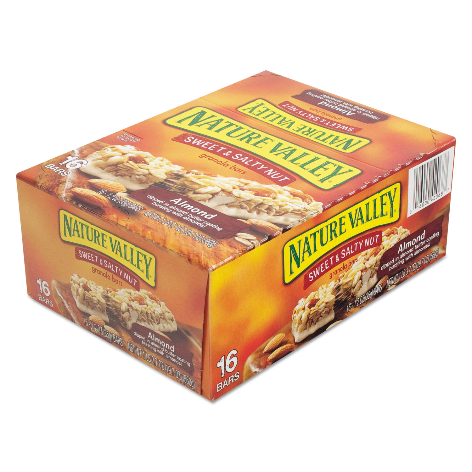 Nature Valley Granola Bars, Sweet & Salty Nut Almond Cereal, 1.2oz Bar, 16/Box