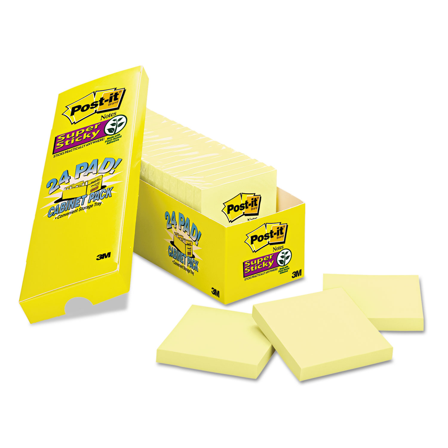 Canary Yellow Note Pads, 3 x 3, 90-Sheet, 24/Pack