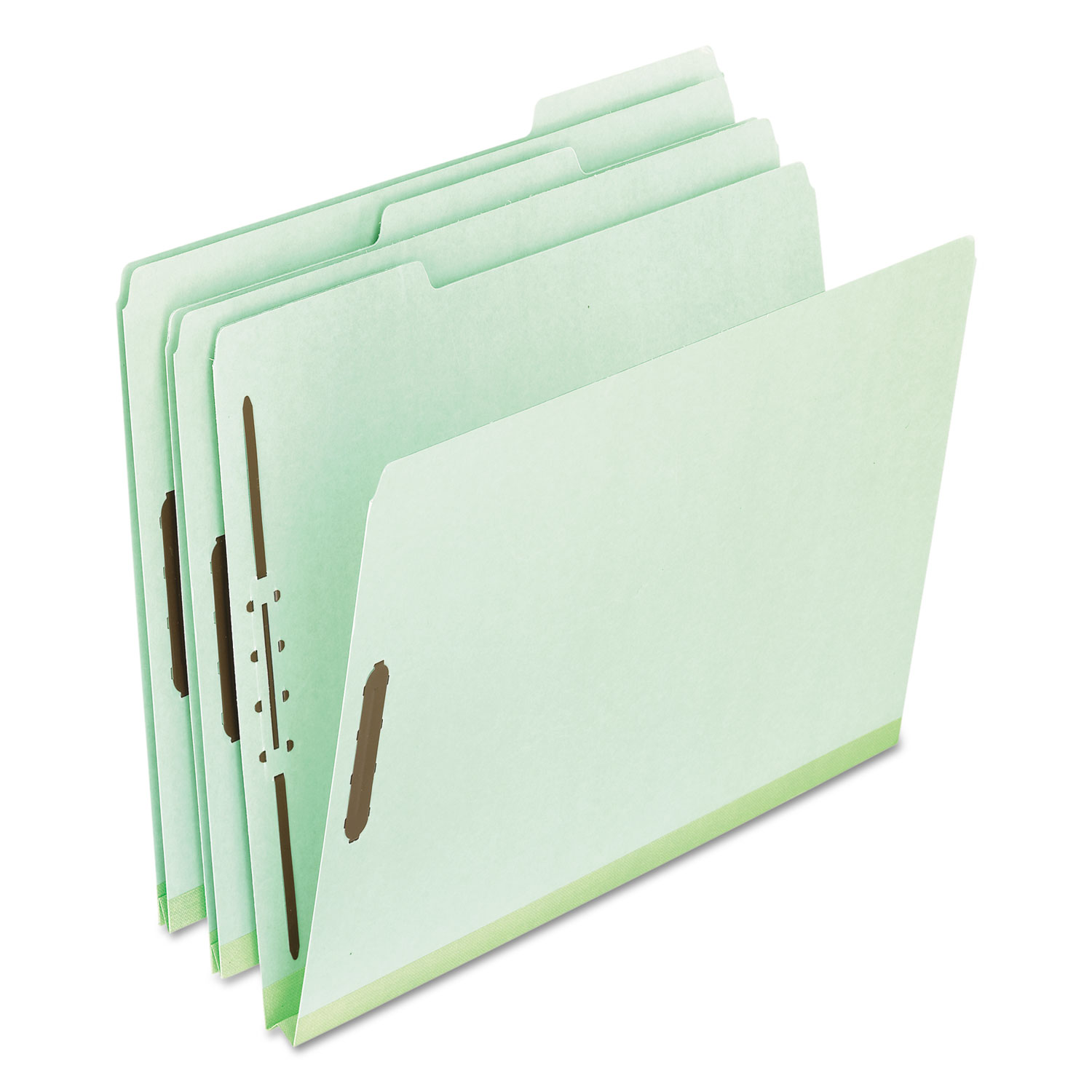 Pressboard Folders, 2 Fasteners, 1 Expansion, 1/3 Tab, Letter, Green, 25/Box