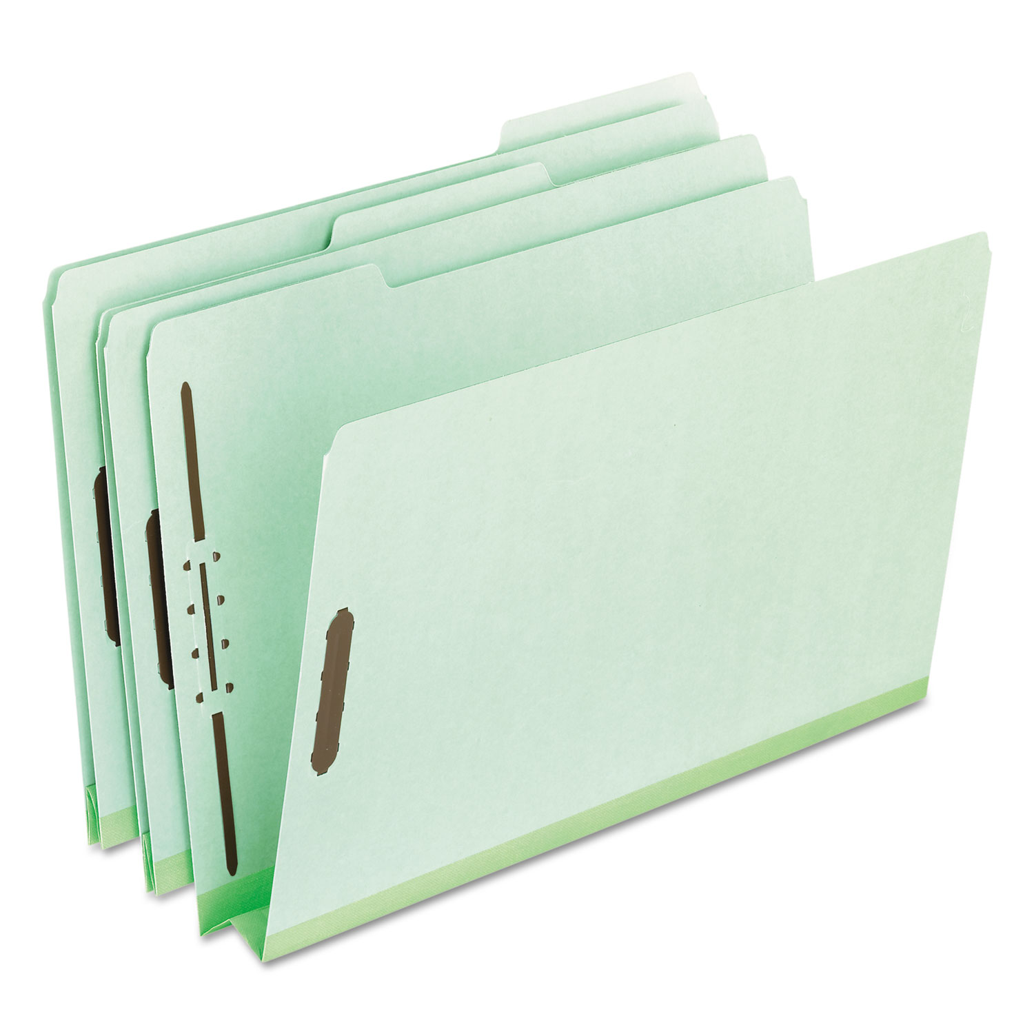 Pressboard Folders, 2 Fasteners, 2 Expansion, 1/3 Tab, Legal, Green, 25/Box
