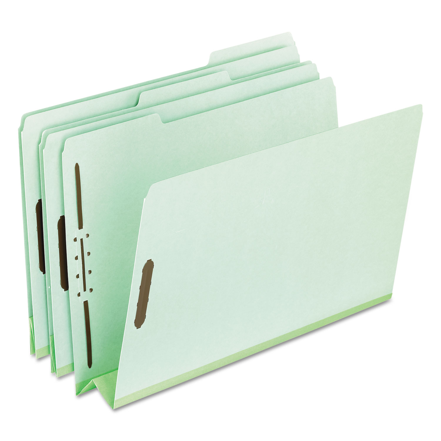 Pressboard Folders, 2 Fasteners, 3 Expansion, 1/3 Tab, Legal, Green, 25/Box