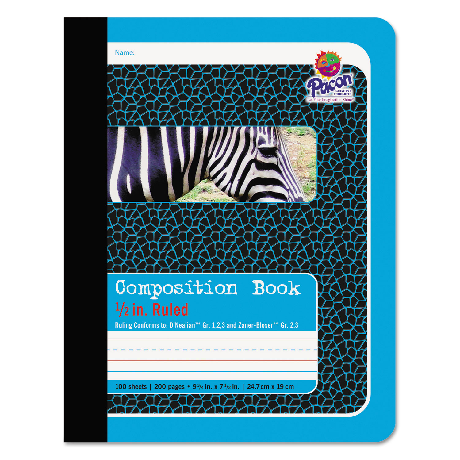 Composition Book, 1/2 Ruling, 9 3/4 x 7 1/2, 100 Sheets