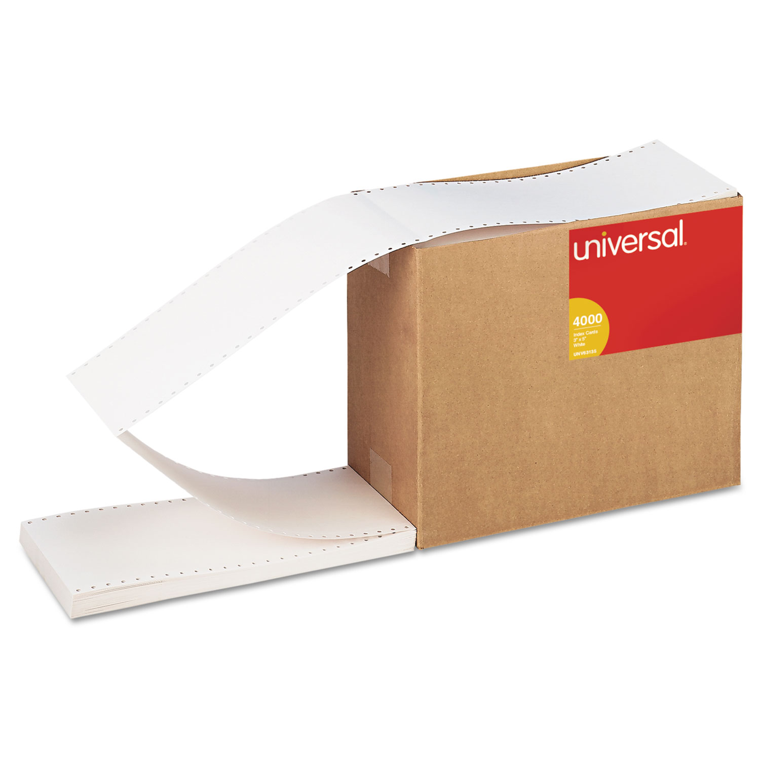 Continuous Unruled Index Cards, 3 x 5, White, 4,000/Carton