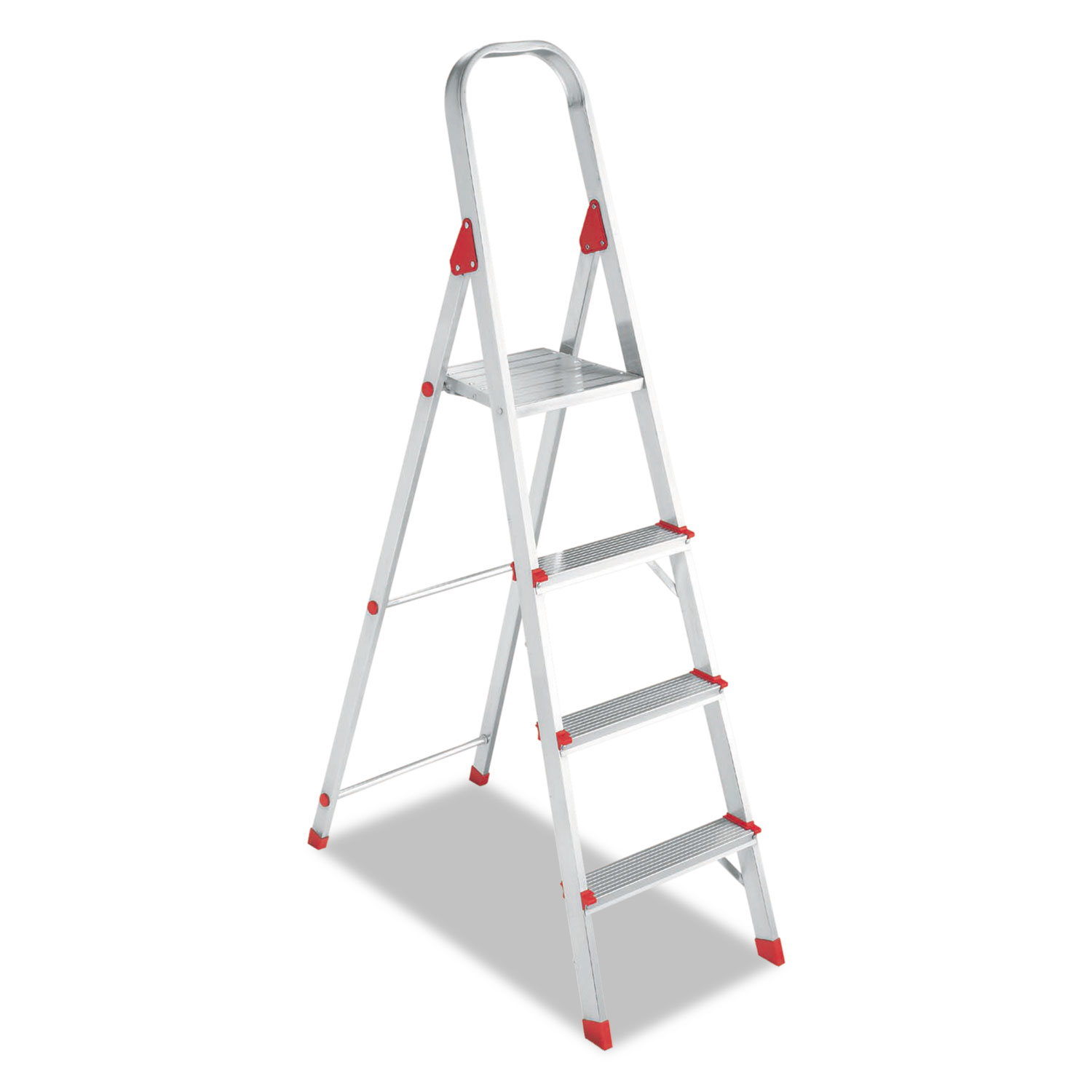  Louisville L-2346-04 Aluminum Euro Platform Ladder, 8 ft Working Height, 200 lbs Capacity, 4 Step, Aluminum/Red (DADL234604) 