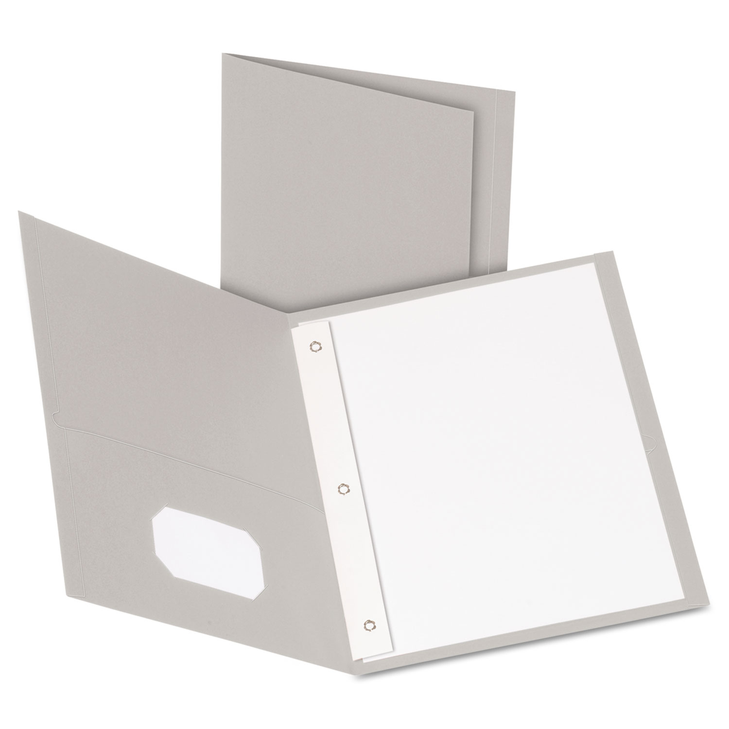 Twin-Pocket Folders with 3 Fasteners, Letter, 1/2 Capacity, Gray, 25/Box