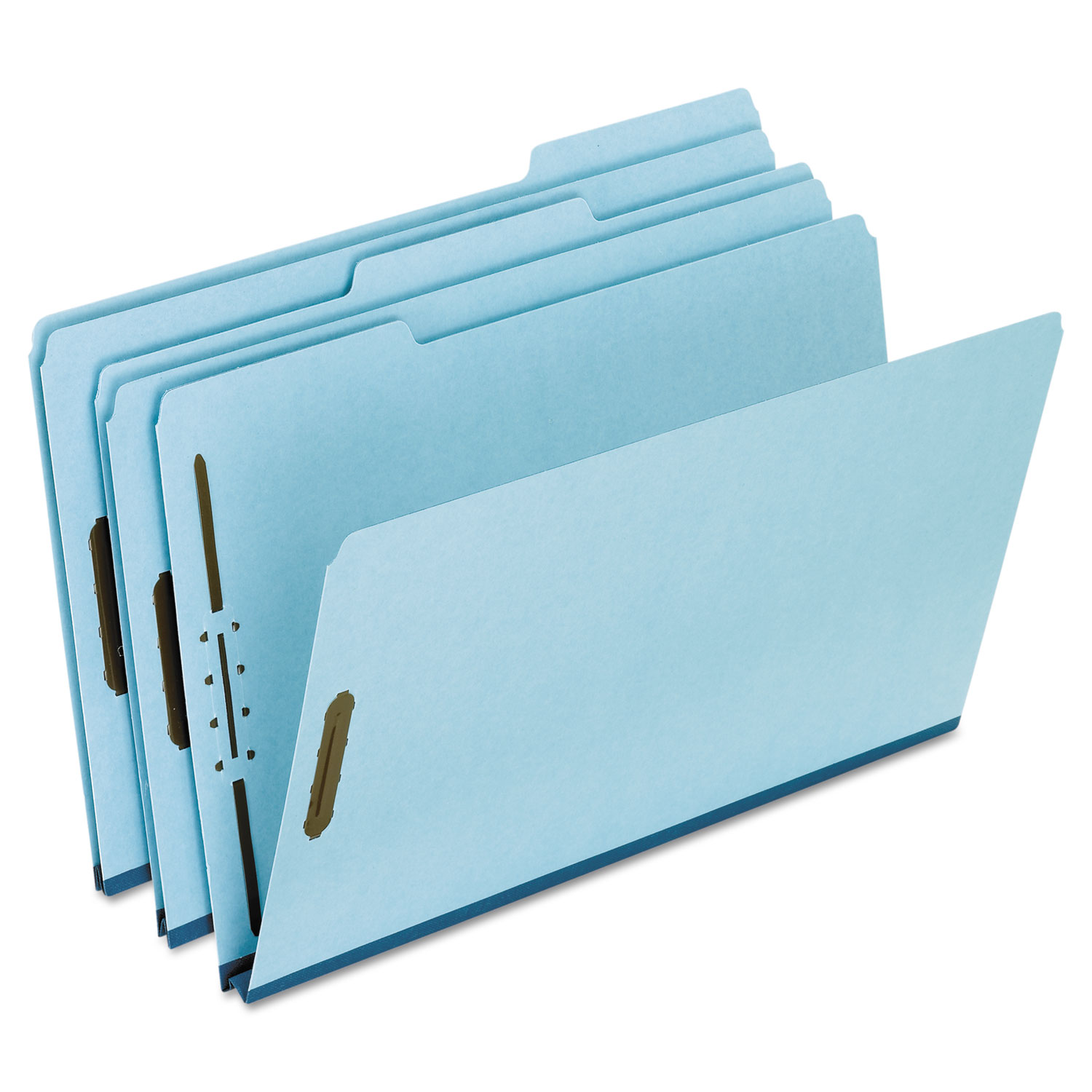 Pressboard Folders, 2 Fasteners, 1 Expansion, 1/3 Tab, Legal, Blue, 25/Box