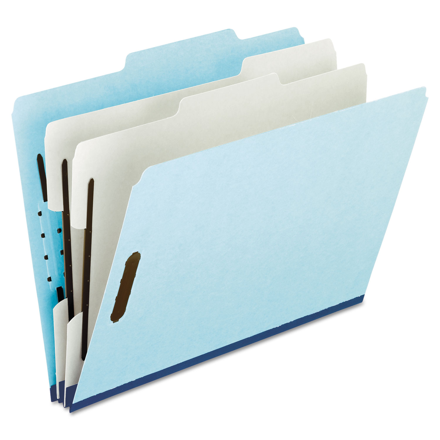 Four- and Six-Section Classification Folders, Legal, 2/5 Tab, Blue, 10/Box