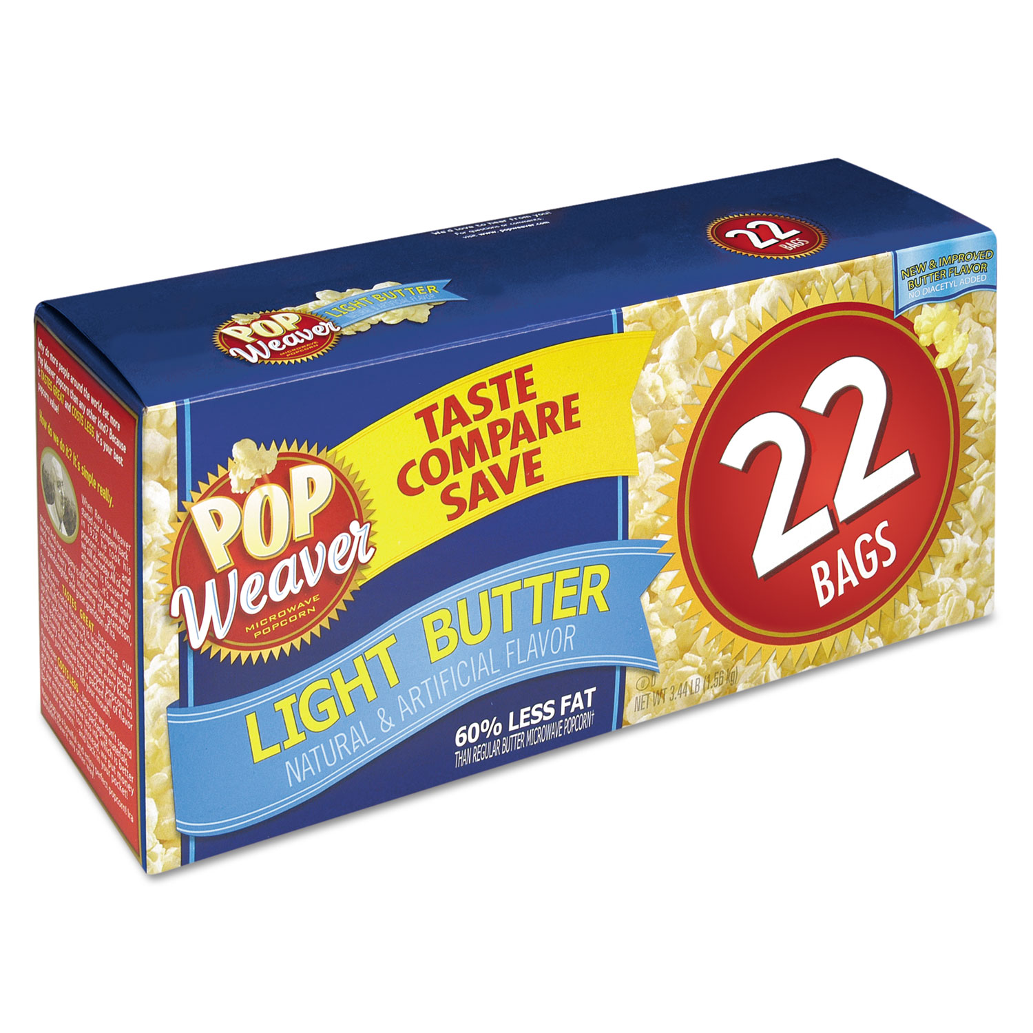 Microwave Popcorn, Light Butter, 2.5oz Bag, 22/Box