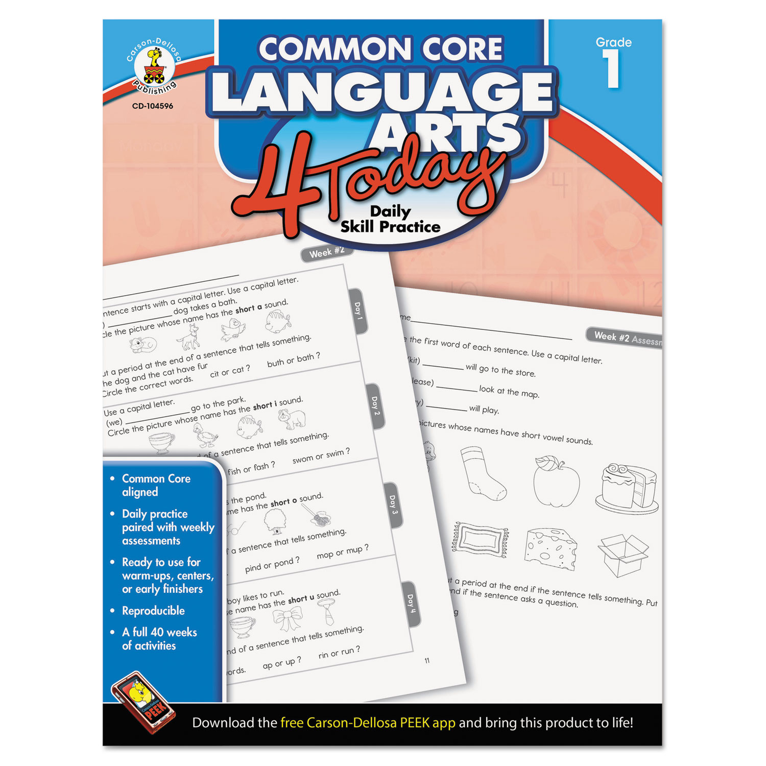 Common Core 4 Today Workbook, Language Arts, Grade 1, 96 pages