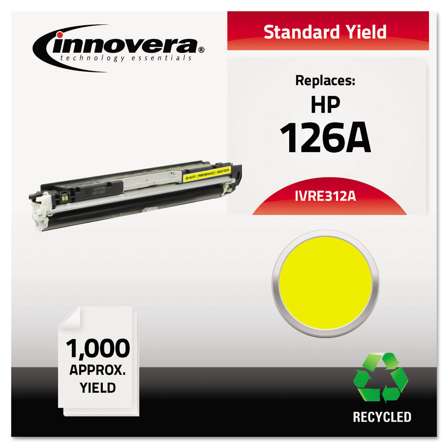  Innovera IVRE312A Remanufactured CE312A (126A) Toner, 1000 Page-Yield, Yellow (IVRE312A) 