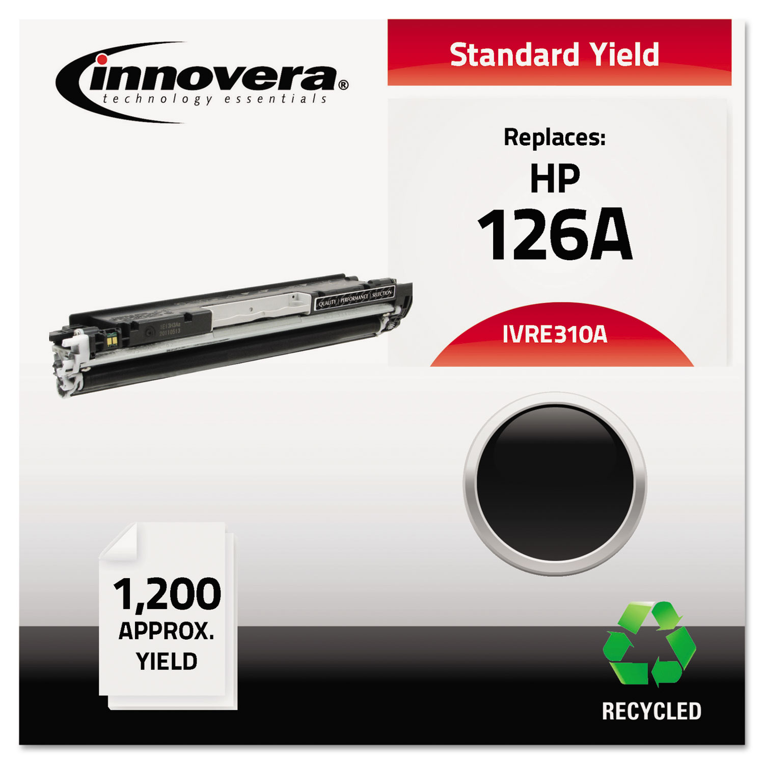  Innovera IVRE310A Remanufactured CE310A (126A) Toner, 1200 Page-Yield, Black (IVRE310A) 