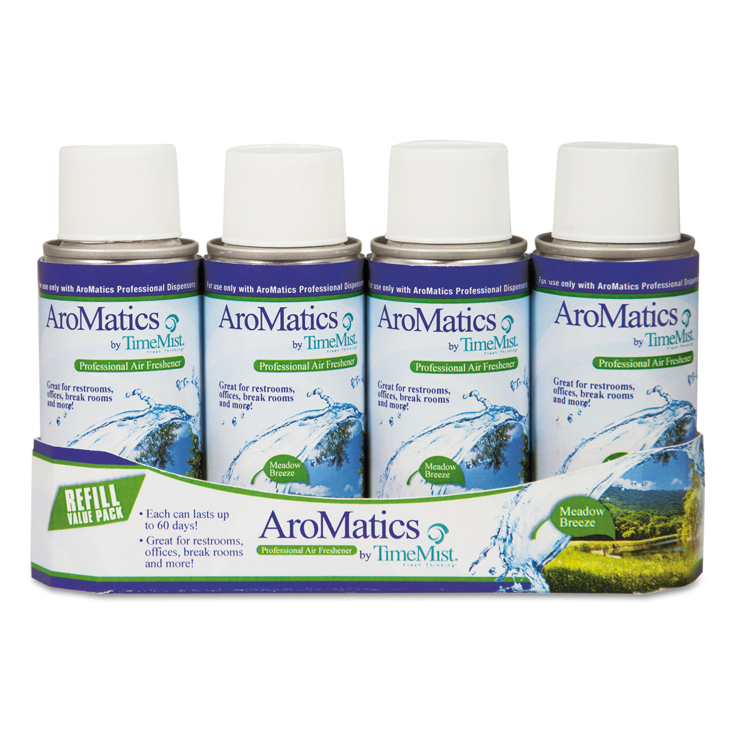 AroMatics Refill, Meadow Breeze, 3oz Aerosol, 4/Pack