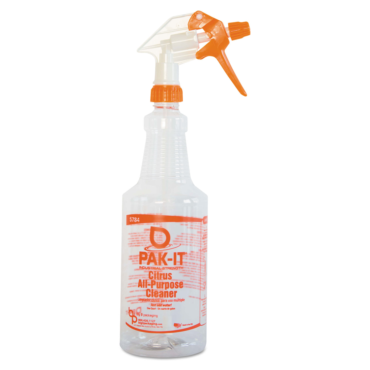 Empty Color-Coded Trigger-Spray Bottle, 32oz, for Orange Citrus Cleaner
