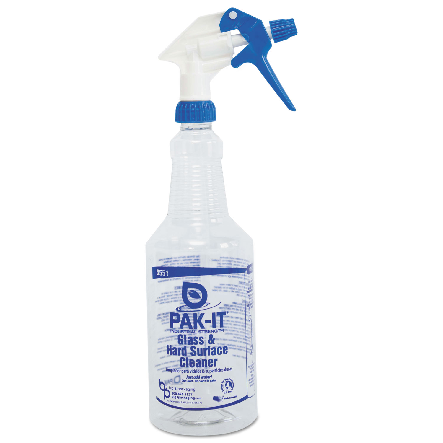 Empty Color-Coded Trigger-Spray Bottle, 32 oz, for Glass/Hard Surface Cleaner