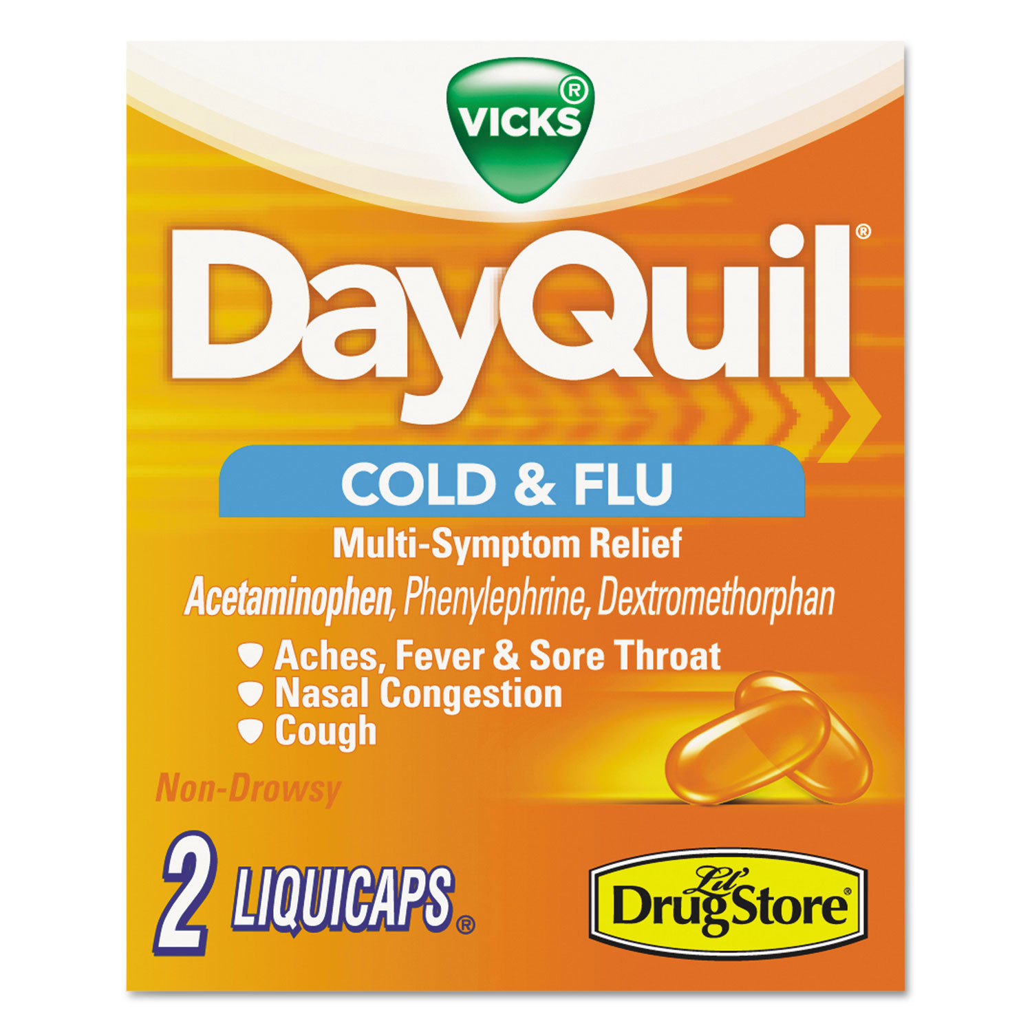  DayQuil 97047 Severe Cold & Flu Caplets, Daytime, Refill Pack, 2 Caplets/Packet, 20 Packs/Box (LIL97047) 