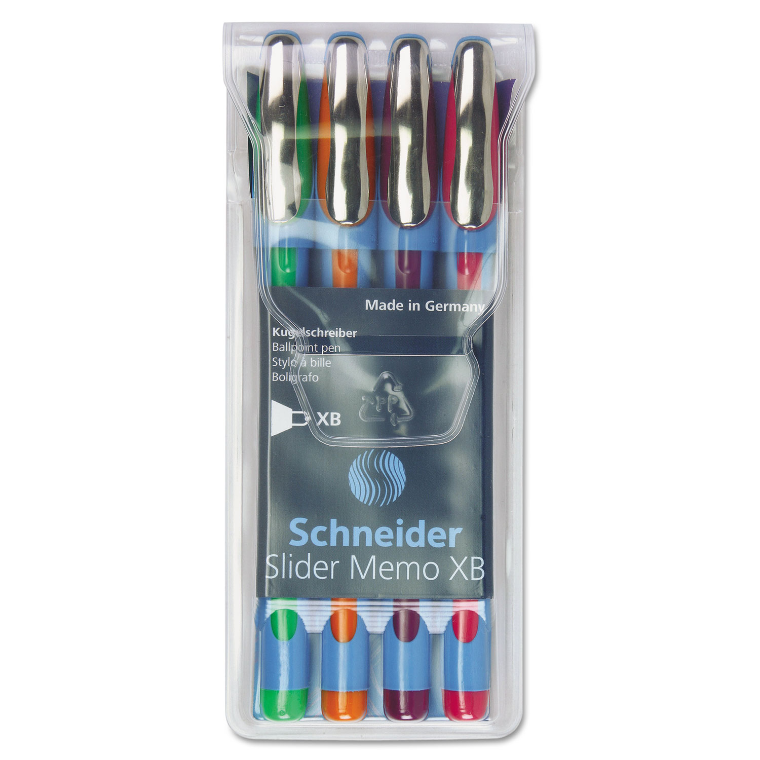  Stride 150295 Schneider Memo XB Stick Ballpoint Pen, 1.4mm, Assorted Ink/Barrel, 4/Pack (STW150295) 