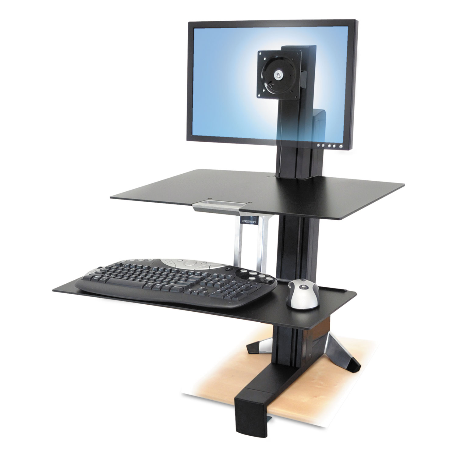  WorkFit by Ergotron 33-350-200 WorkFit-S Sit-Stand Workstation with Worksurface, LCD LD Monitor, Aluminum/Black (ERG33350200) 