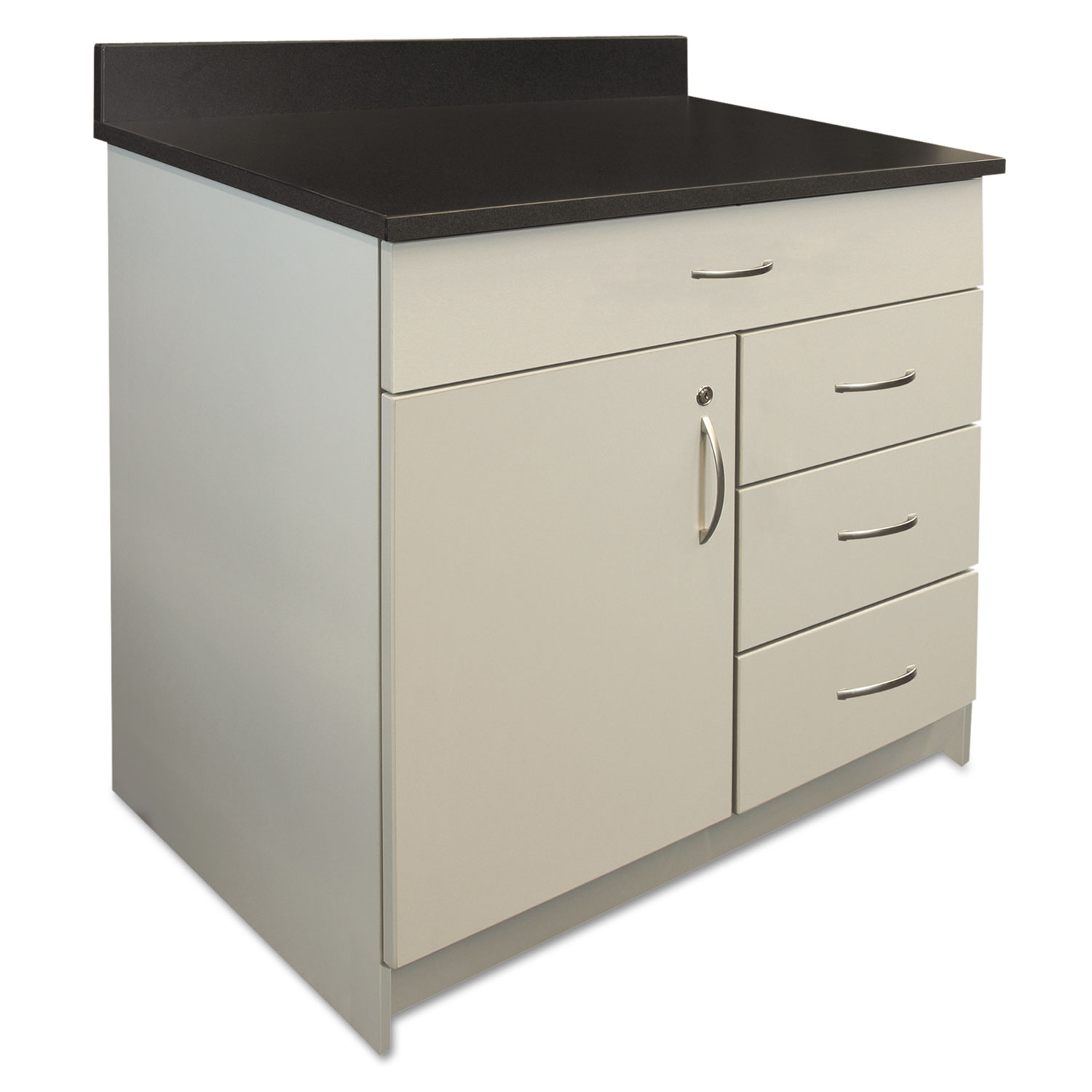 Hosp. Base Cabinet, Four Drawer/Door, 36 x 24 3/4 x 40, Gray/Granite Nebula