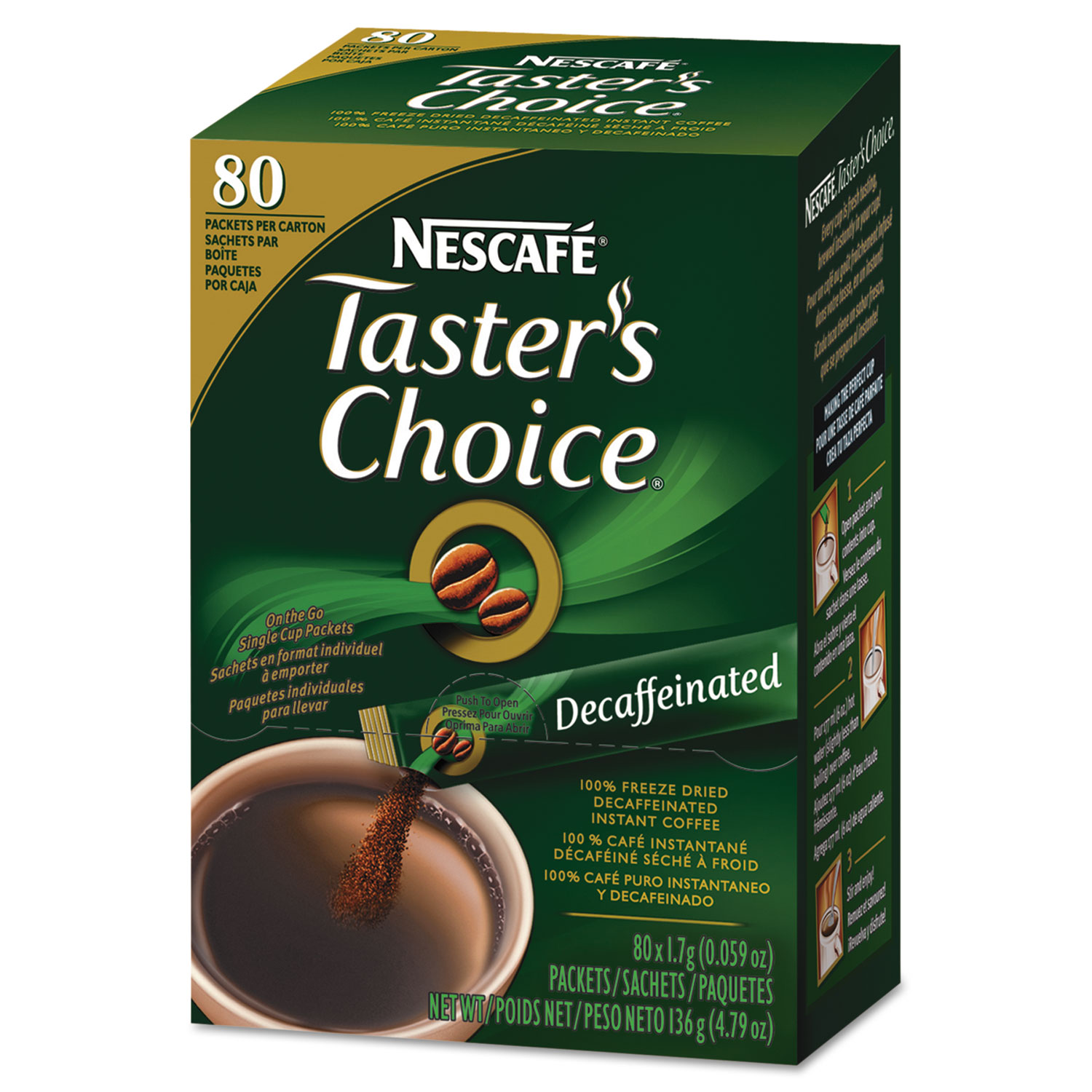 Tasters Choice Stick Pack, Decaf, .06oz, 80/Box
