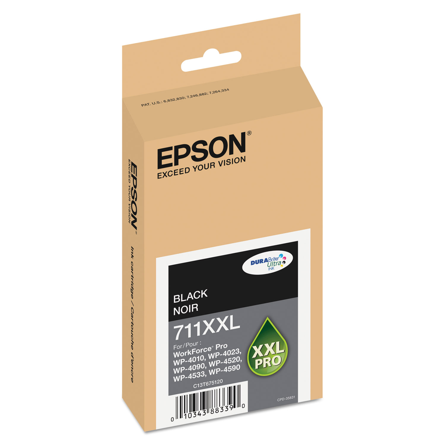  Epson T711XXL120 T711XXL120 (711XL) DURABrite Ultra Ink, 3400 Page-Yield, Black (EPST711XXL120) 