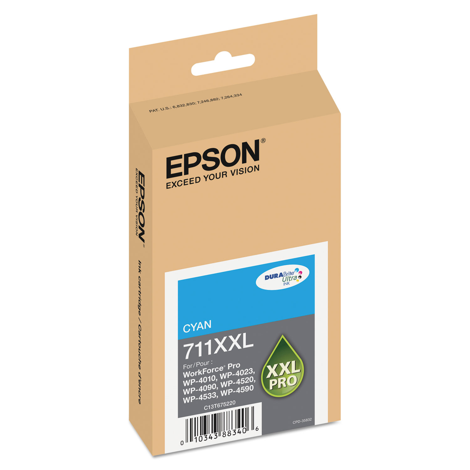 Epson T711XXL220 T711XXL220 (711XL) DURABrite Ultra Ink, 3400 Page-Yield, Cyan (EPST711XXL220) 