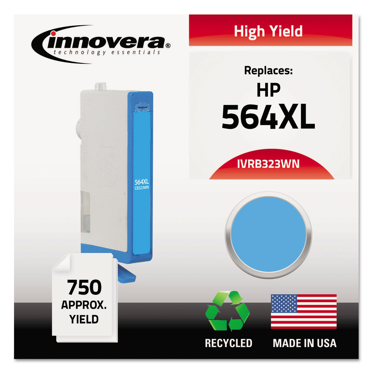 Remanufactured CB323WN (564XL) High-Yield Ink, 750 Page-Yield, Cyan