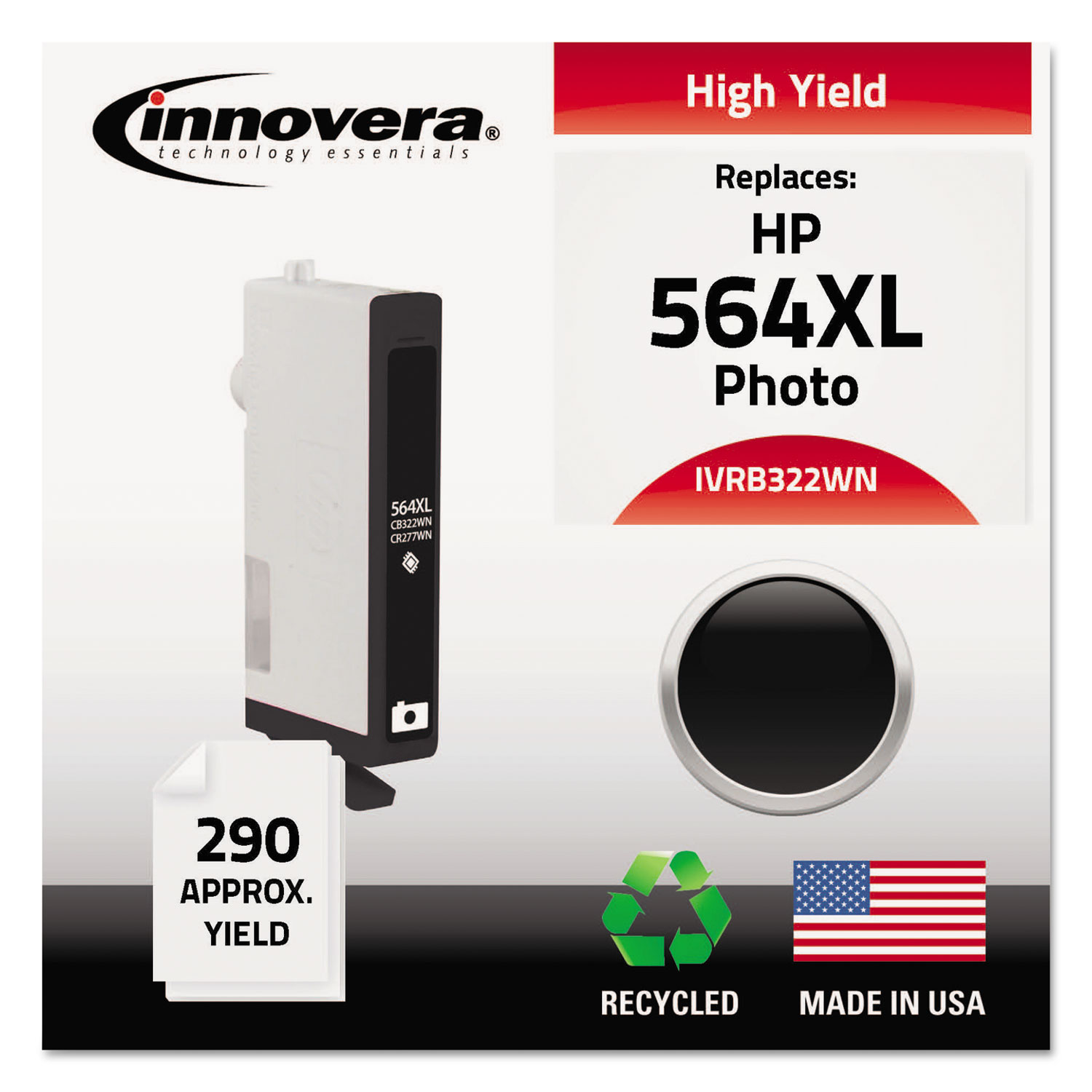 Remanufactured CB322WN (564XL) High-Yield Ink, 290 Page-Yield, Photo Black