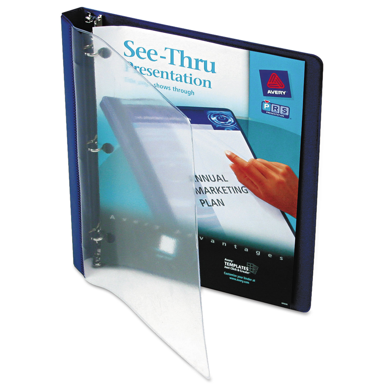  Avery 10801 See-Thru View Binder with Round Rings, 3 Rings, 0.5 Capacity, 11 x 8.5, Blue (AVE10801) 