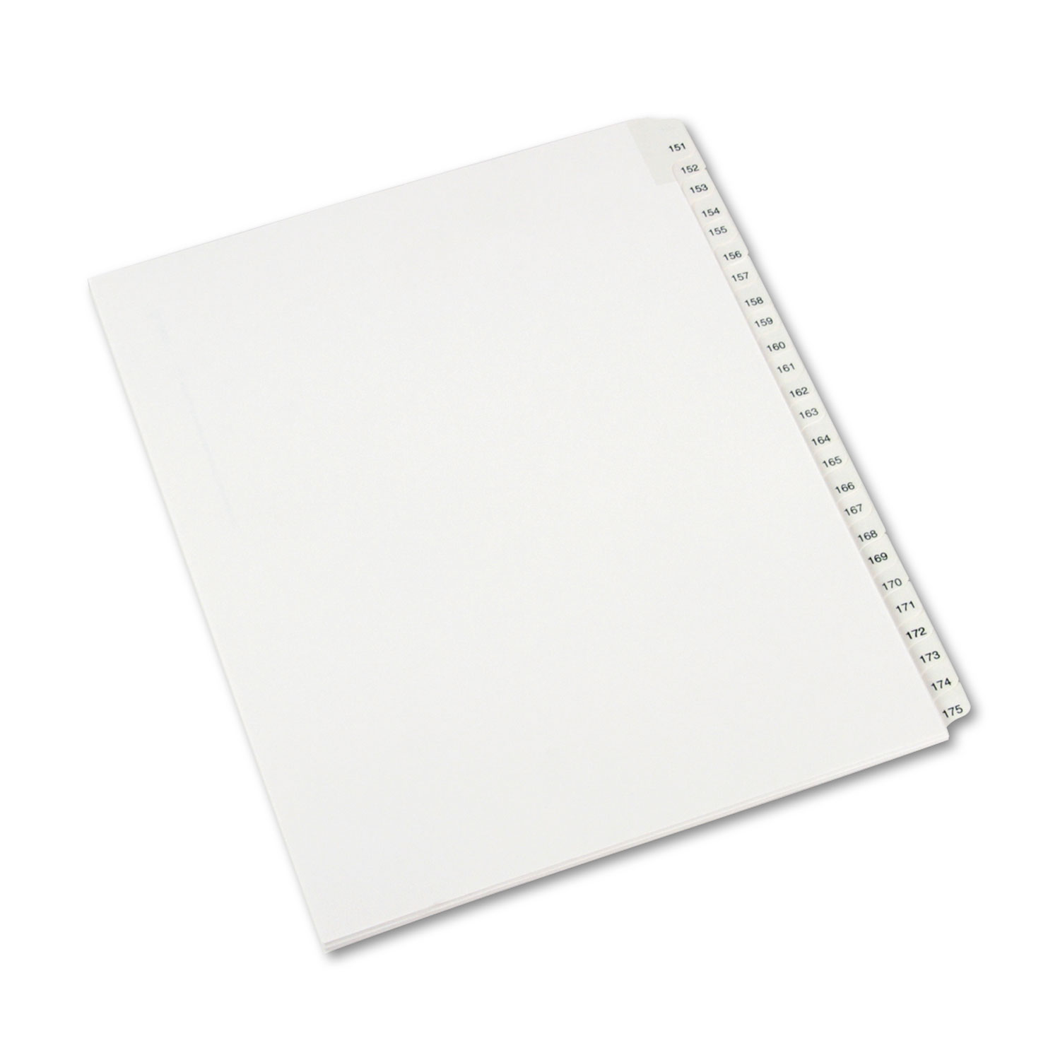 Allstate-Style Legal Exhibit Side Tab Dividers, 25-Tab,151-175, Letter, White