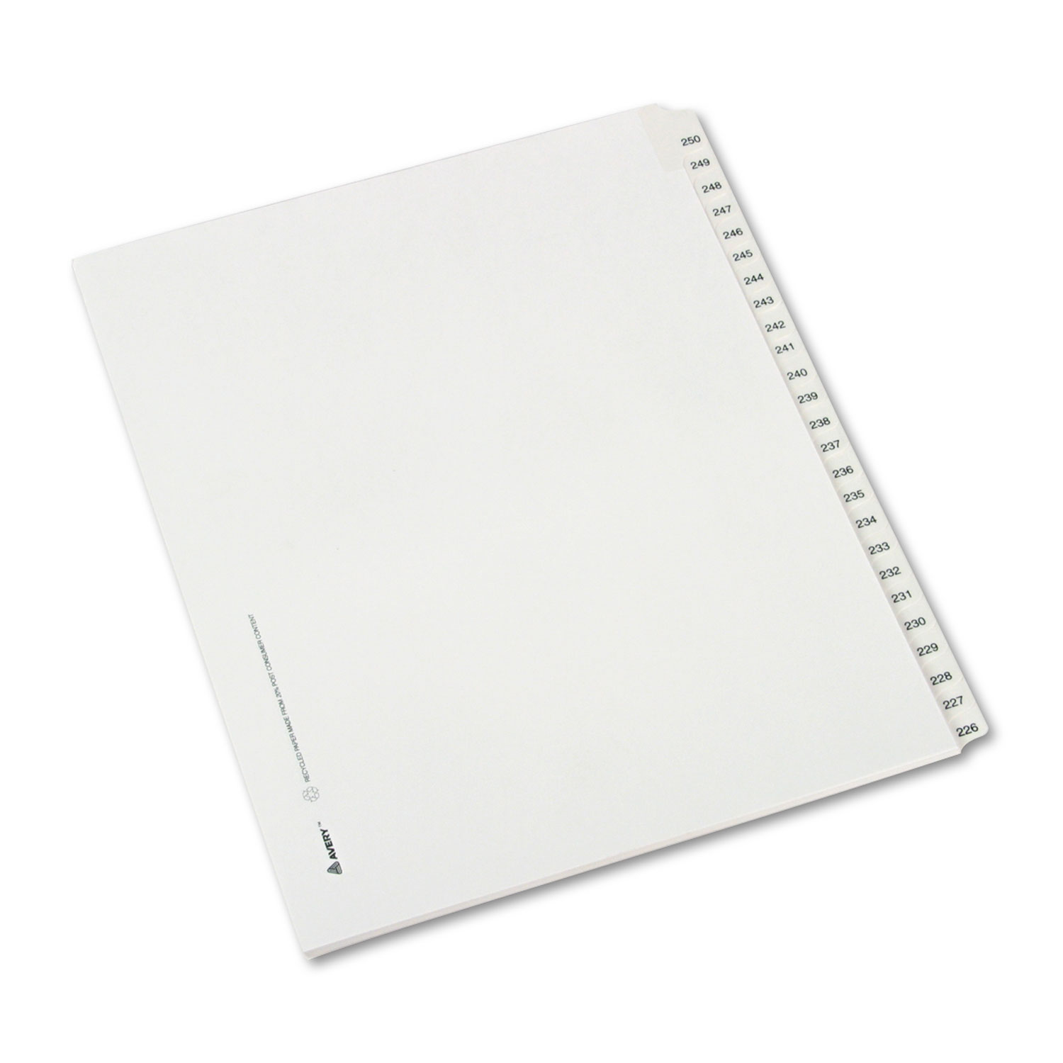  Avery 82192 Preprinted Legal Exhibit Side Tab Index Dividers, Allstate Style, 25-Tab, 226 to 250, 11 x 8.5, White, 1 Set (AVE82192) 