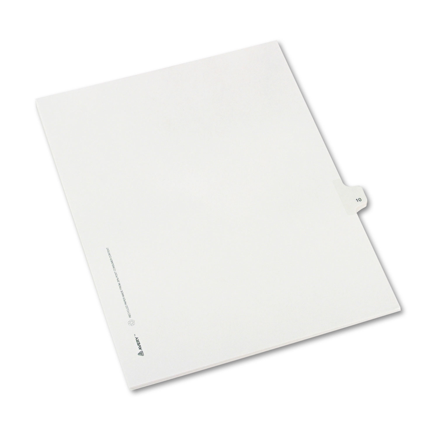 Allstate-Style Legal Exhibit Side Tab Divider, Title: 10, Letter, White, 25/Pack