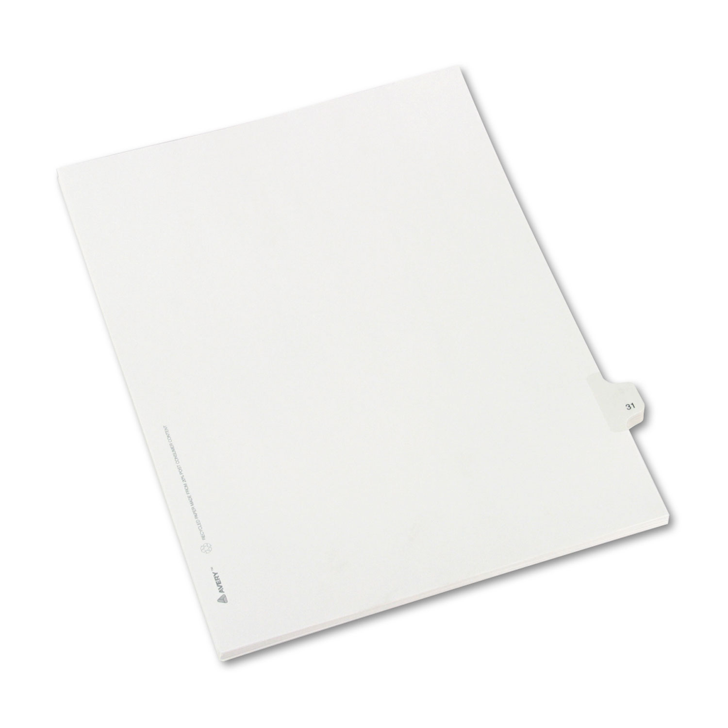 Allstate-Style Legal Exhibit Side Tab Divider, Title: 31, Letter, White, 25/Pack