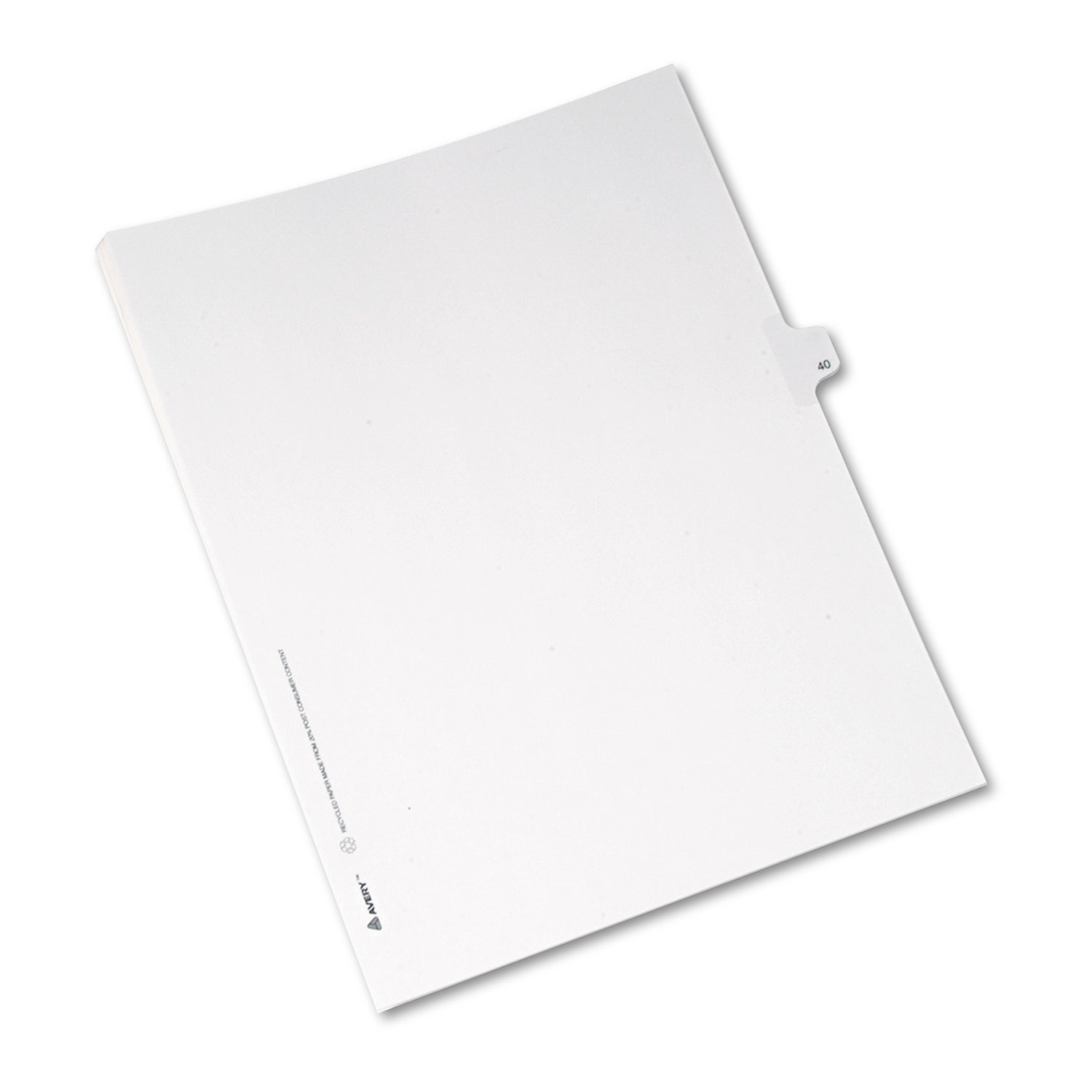 Allstate-Style Legal Exhibit Side Tab Divider, Title: 40, Letter, White, 25/Pack