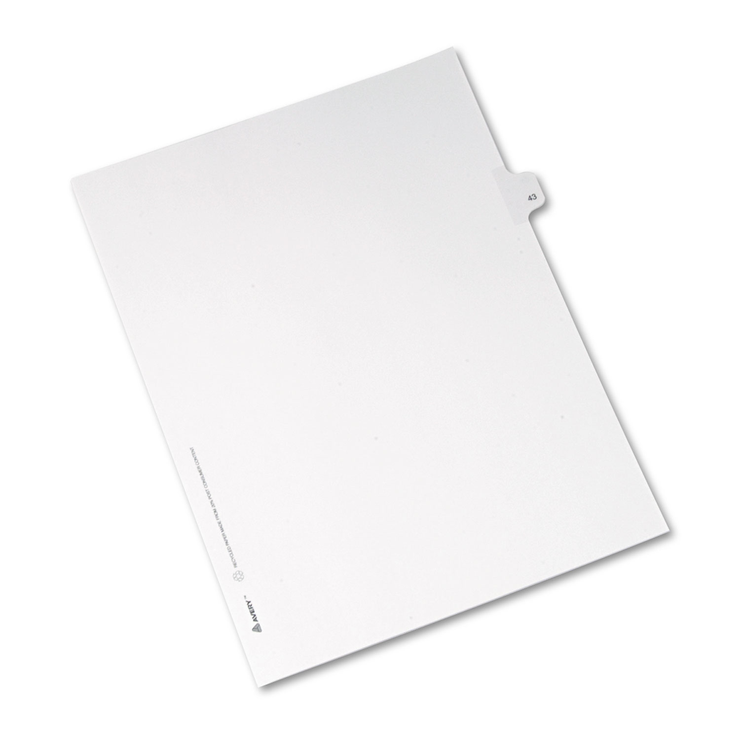 Allstate-Style Legal Exhibit Side Tab Divider, Title: 43, Letter, White, 25/Pack