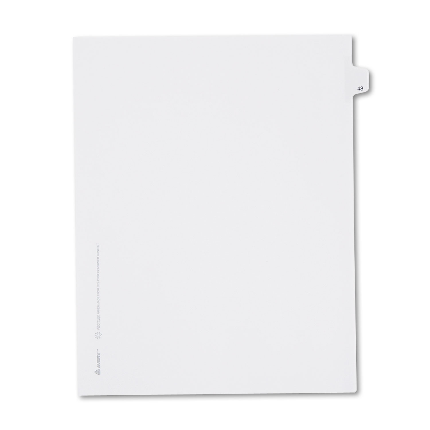 Allstate-Style Legal Exhibit Side Tab Divider, Title: 48, Letter, White, 25/Pack