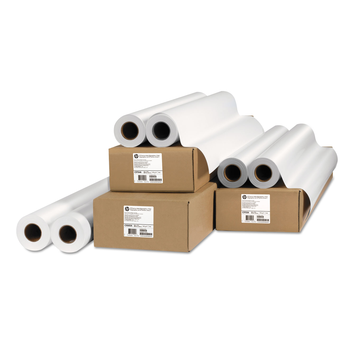 Premium Matte Polypropylene Paper, 140 g/m2, 60 x 75 ft, White, 2 Rolls/Pack