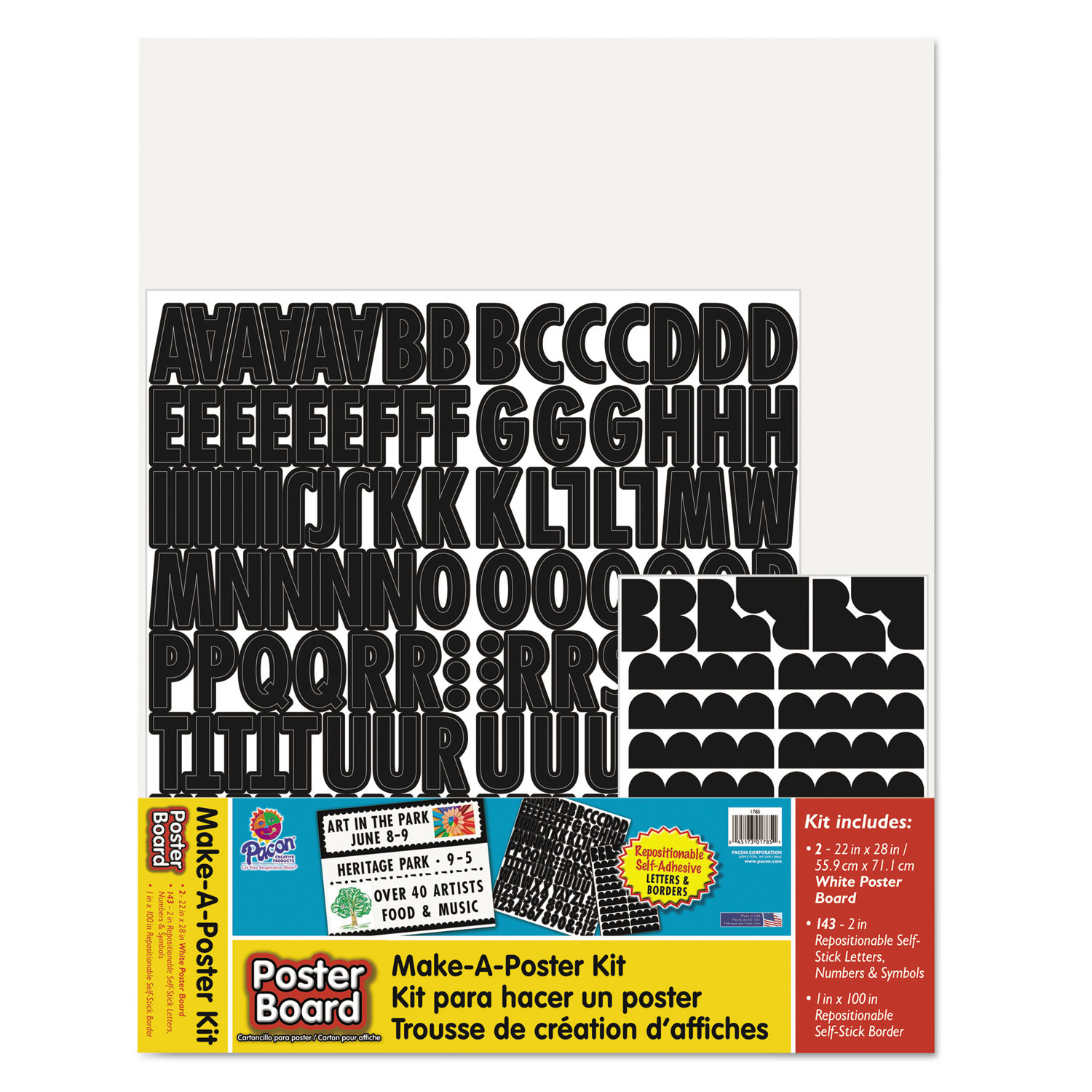 Make-A-Poster Board Kit, 22 x 28, White, 143 Letters/Numbers