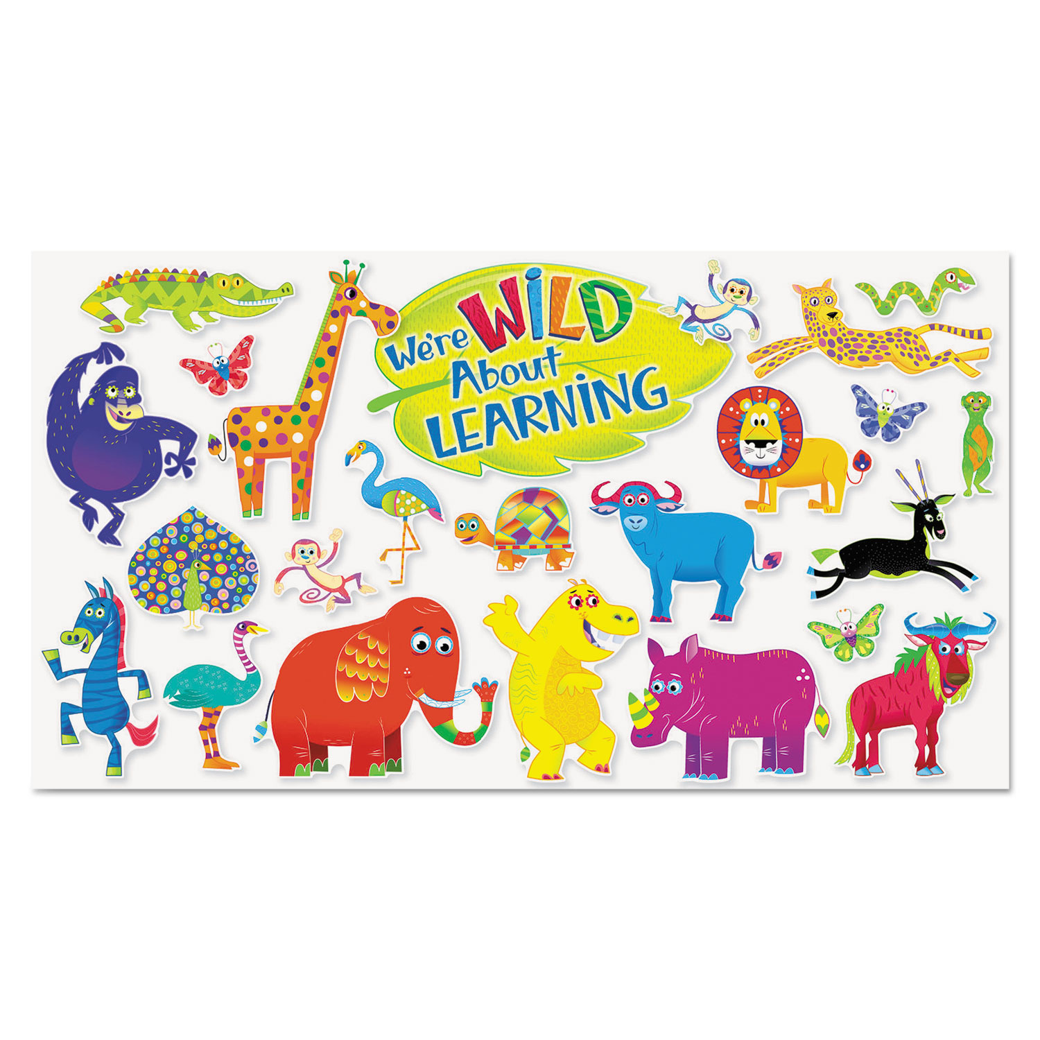 Jingle Jungle Animals Bulletin Board Set, Assorted Shapes and Colors