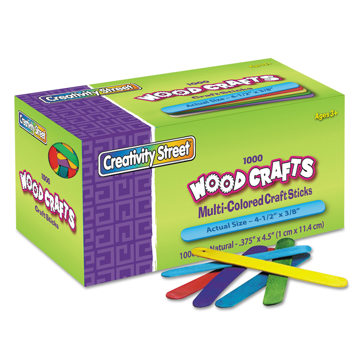 Colored Wood Craft Sticks, 4.5 x 0.38, Assorted, 1,000/Box - Reliable  Paper