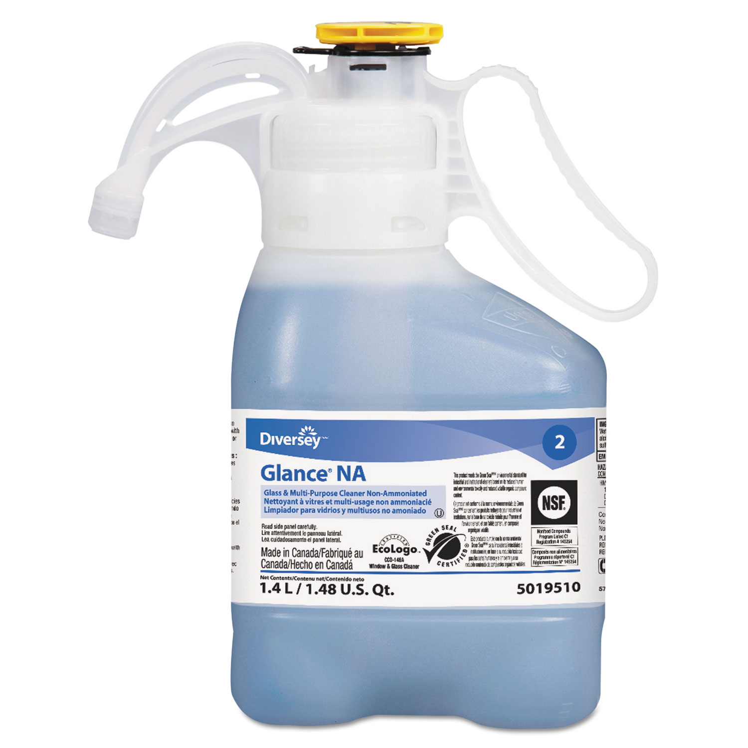  Diversey 95019510 Glance NA Glass and Surface Cleaner Non-Ammoniated, 1400mL Bottle, 2/Carton (DVO95019510) 