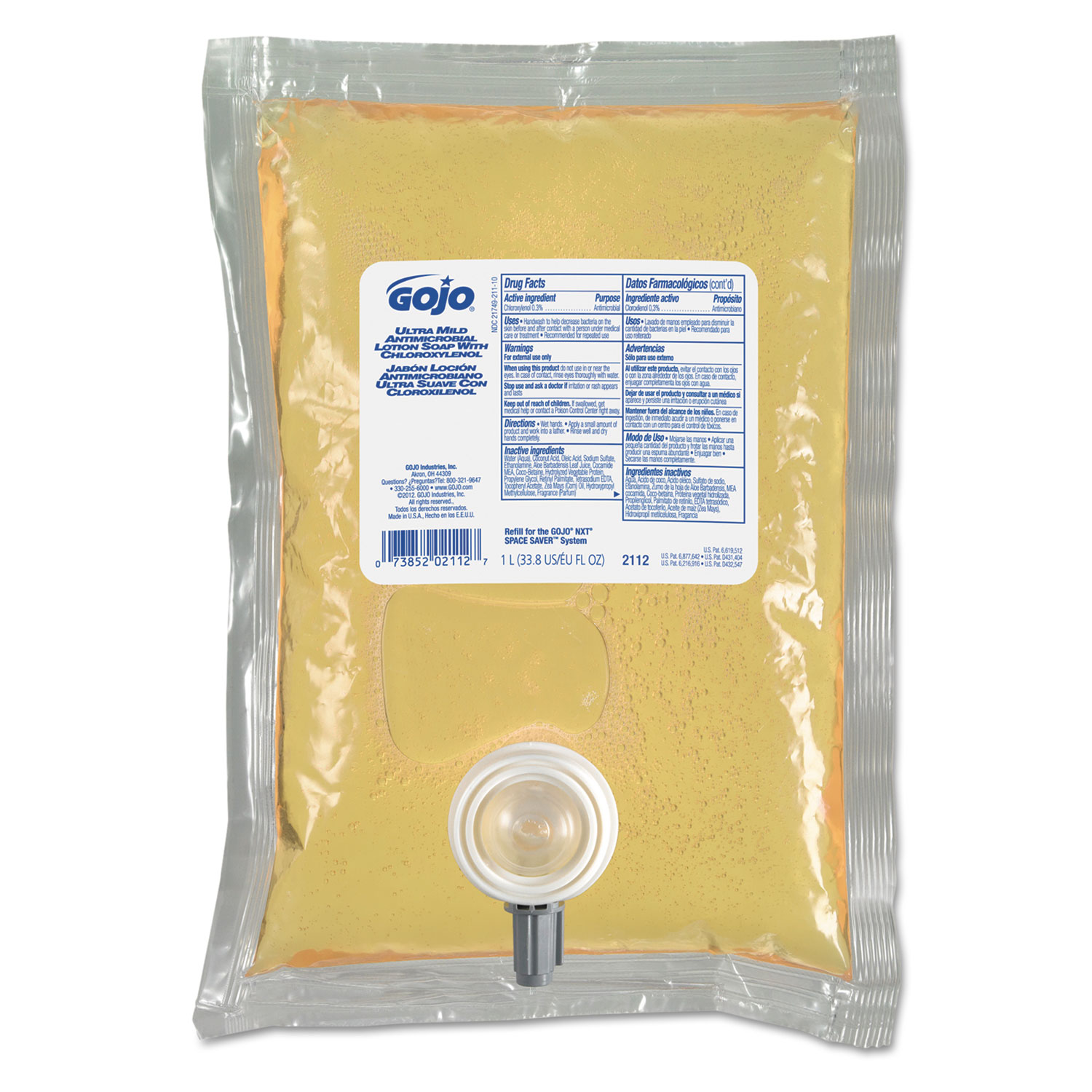  GOJO 2112-08 Antimicrobial Soap w/Chloroxylenol, Floral Balsam, 1000mL Refill, 8/Carton (GOJ2112) 