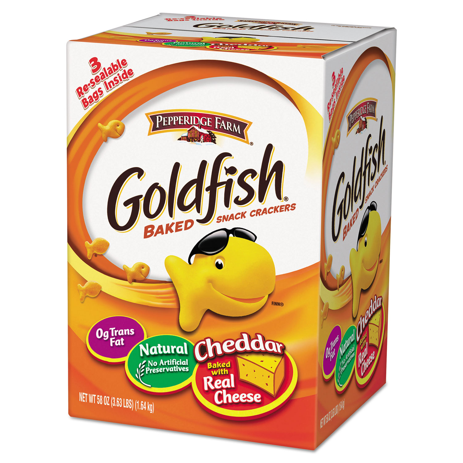  Pepperidge Farm 827562 Goldfish Crackers, Baked Cheddar, 58 oz Resealable Bag in Box (PPF827562) 