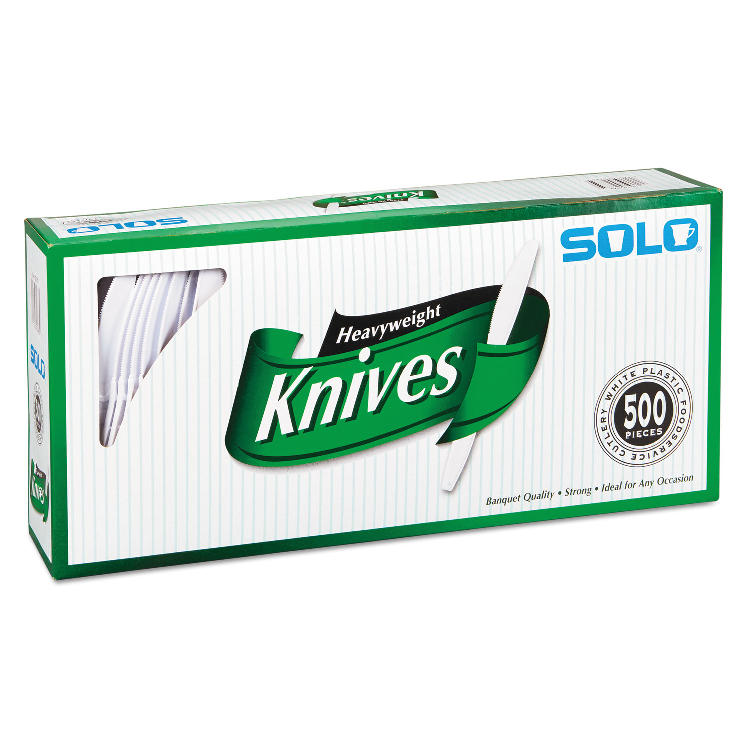 Heavyweight Plastic Cutlery, Knives, White, 7 in, 500/Carton