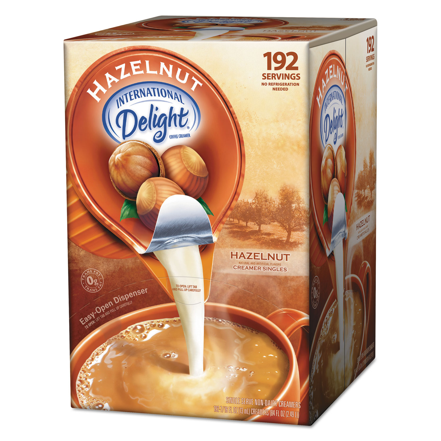  International Delight 827965 Flavored Liquid Non-Dairy Coffee Creamer, Hazelnut, 0.4375 oz Cups, 192 Cups/CT (ITD827965) 
