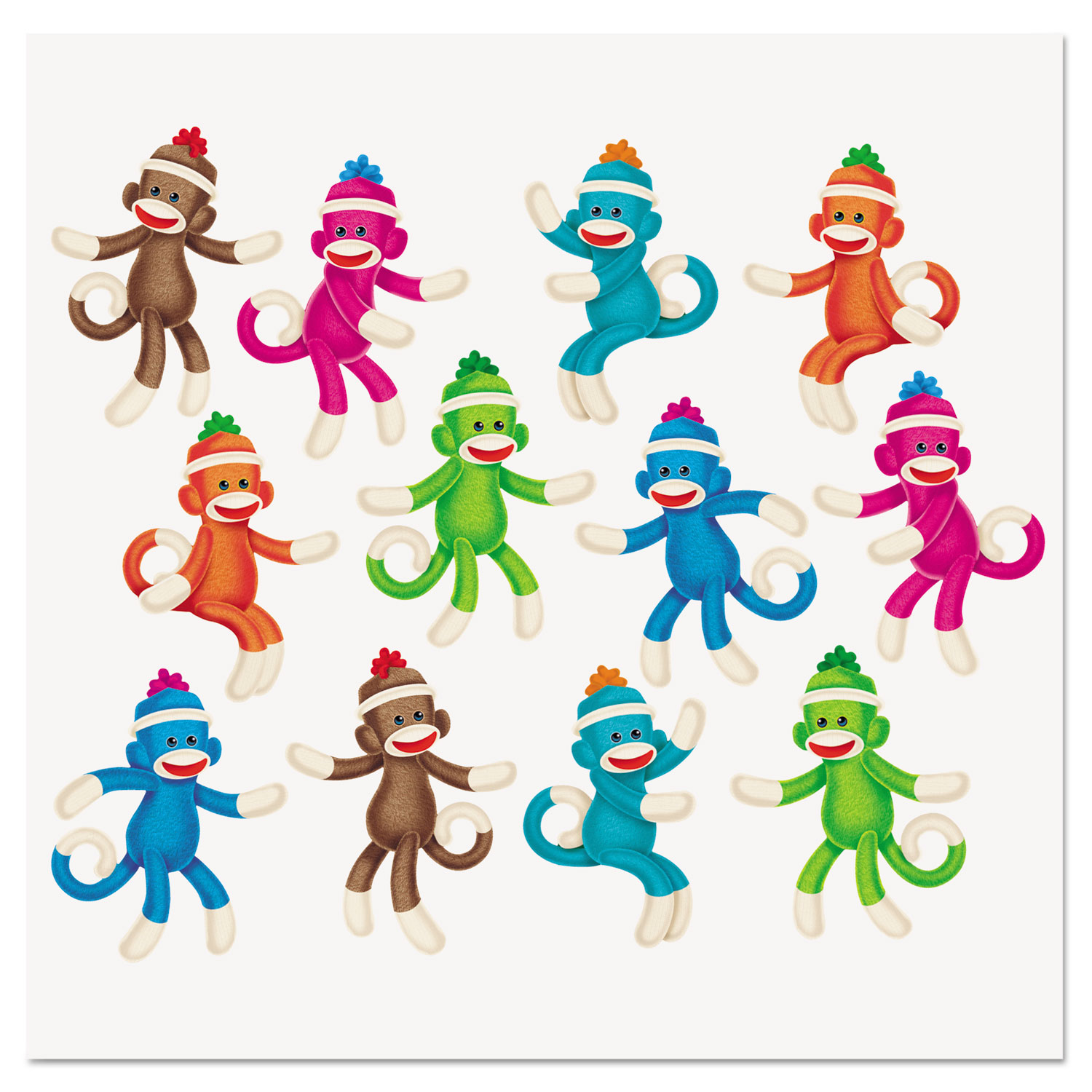  TREND T10608 Sock Monkeys Classic Accents Variety Pack, 6, 36 Pieces (TEPT10608) 
