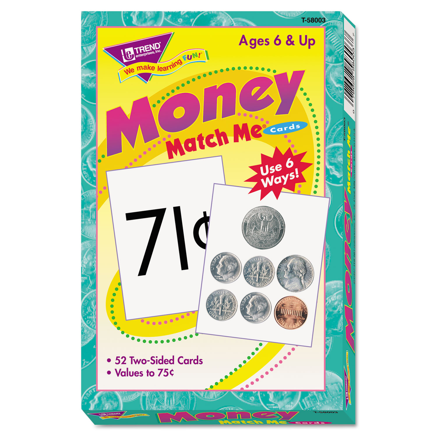TREND® Match Me Cards, Money-US Currency, 52 Cards, Ages 6 and Up