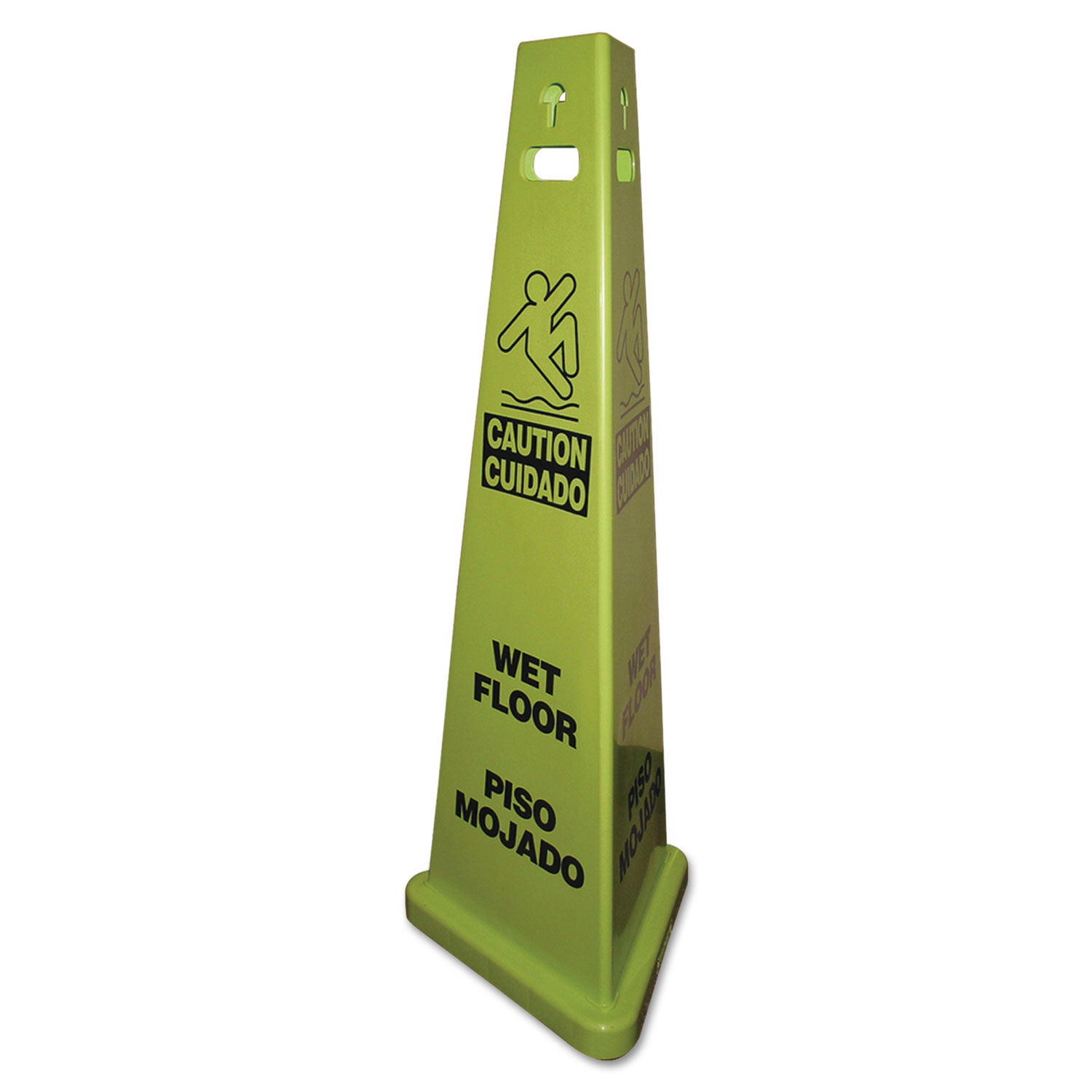  Impact 9140 TriVu 3-Sided Wet Floor Safety Sign, Yellow/Green, 14 3/4 x 4 3/4 x 40, Plastic, 3/Carton (IMP9140) 