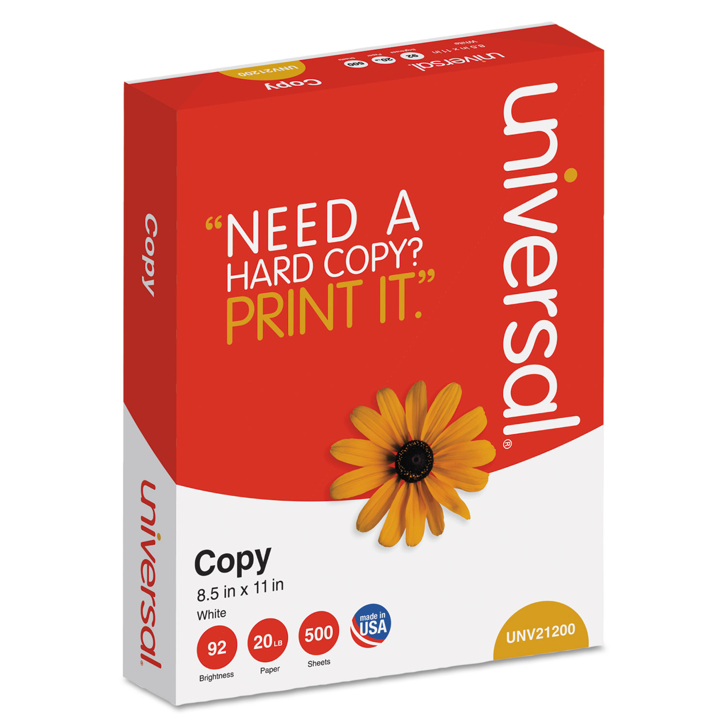 Copy Paper, 92 Bright, 20lb, 8.5 x 11, White, 500 Sheets/Ream, 10 Reams/Carton