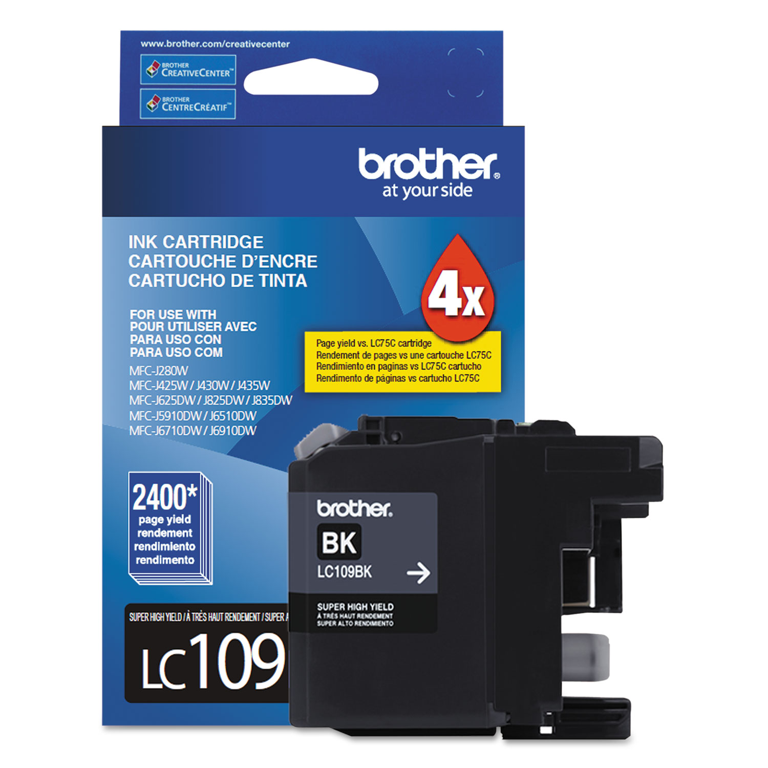  Brother LC109BK LC109BK Innobella Super High-Yield Ink, 2400 Page-Yield, Black (BRTLC109BK) 