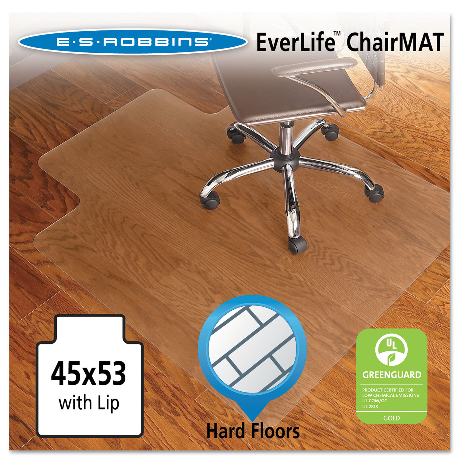 E.S. Robbins 36 x 48 Chair Mat for Hard Surface Floors in Clear